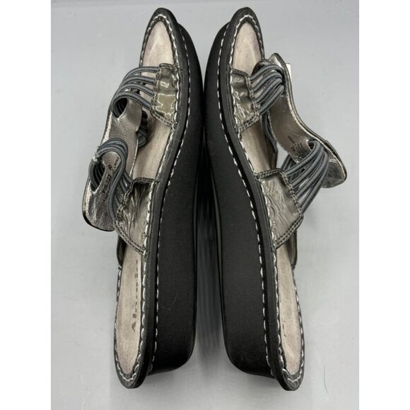 Alegria PIS-123 Womens Leather Thong Sandals Studs Size 40 Silver Black - Picture 5 of 6